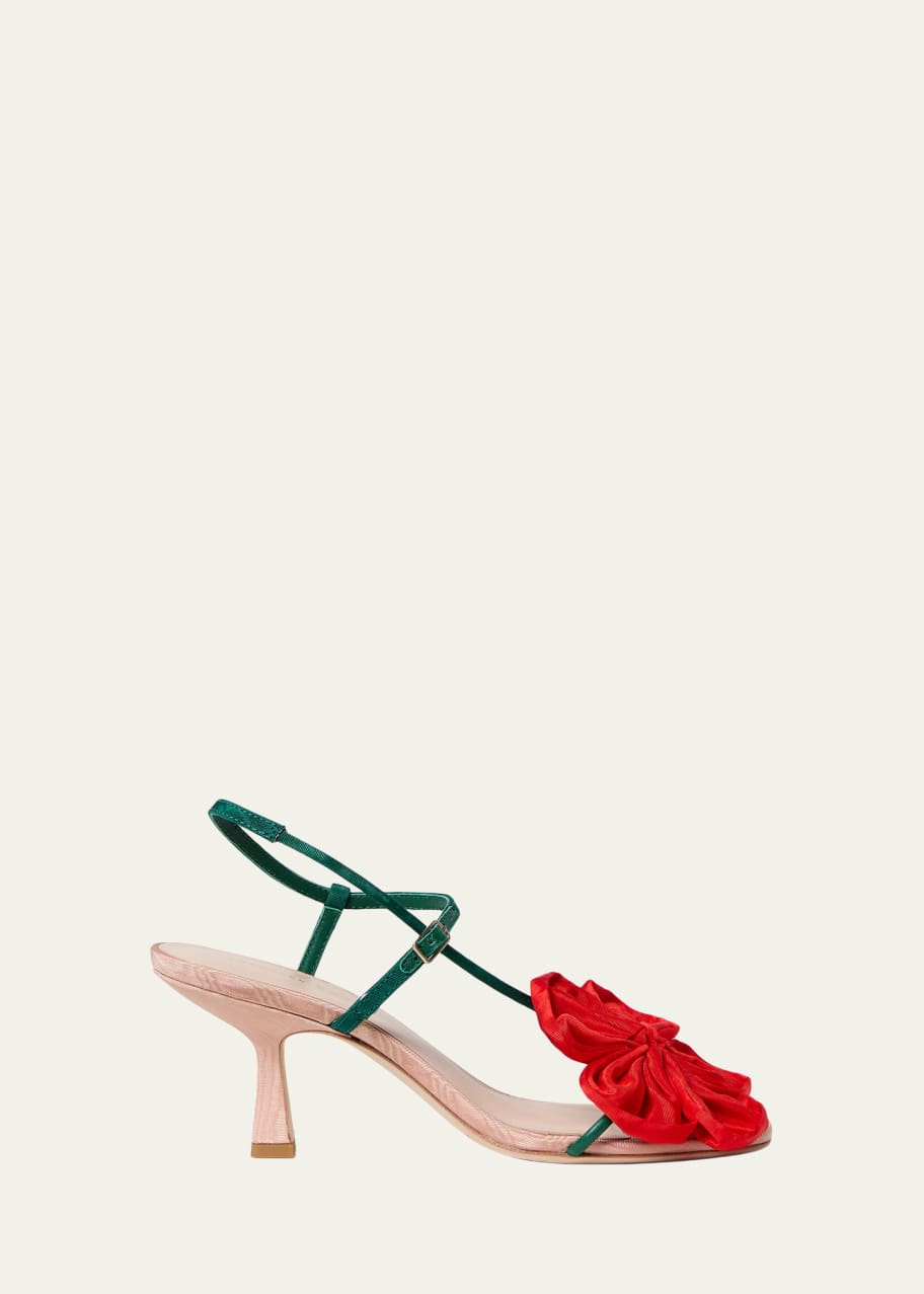 朵  Loeffler Randall 70mm Genevieve Moiré Flower Sandals - Bergdorf