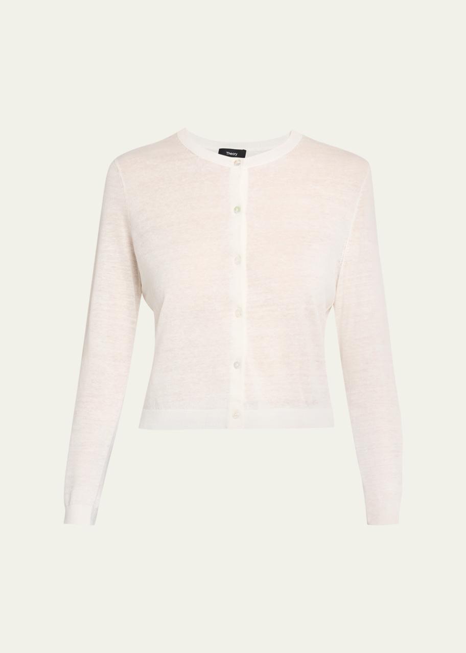 Theory Cropped Linen-Blend Cardigan - Bergdorf Goodman