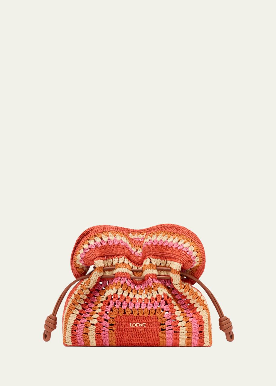 LOEWE アナグラム フーディ ボッテガ ユナイテッド セリーヌ サンローラン LOEWE x Paula's Ibiza Flamenco Striped Crochet Raffia Clutch Bag