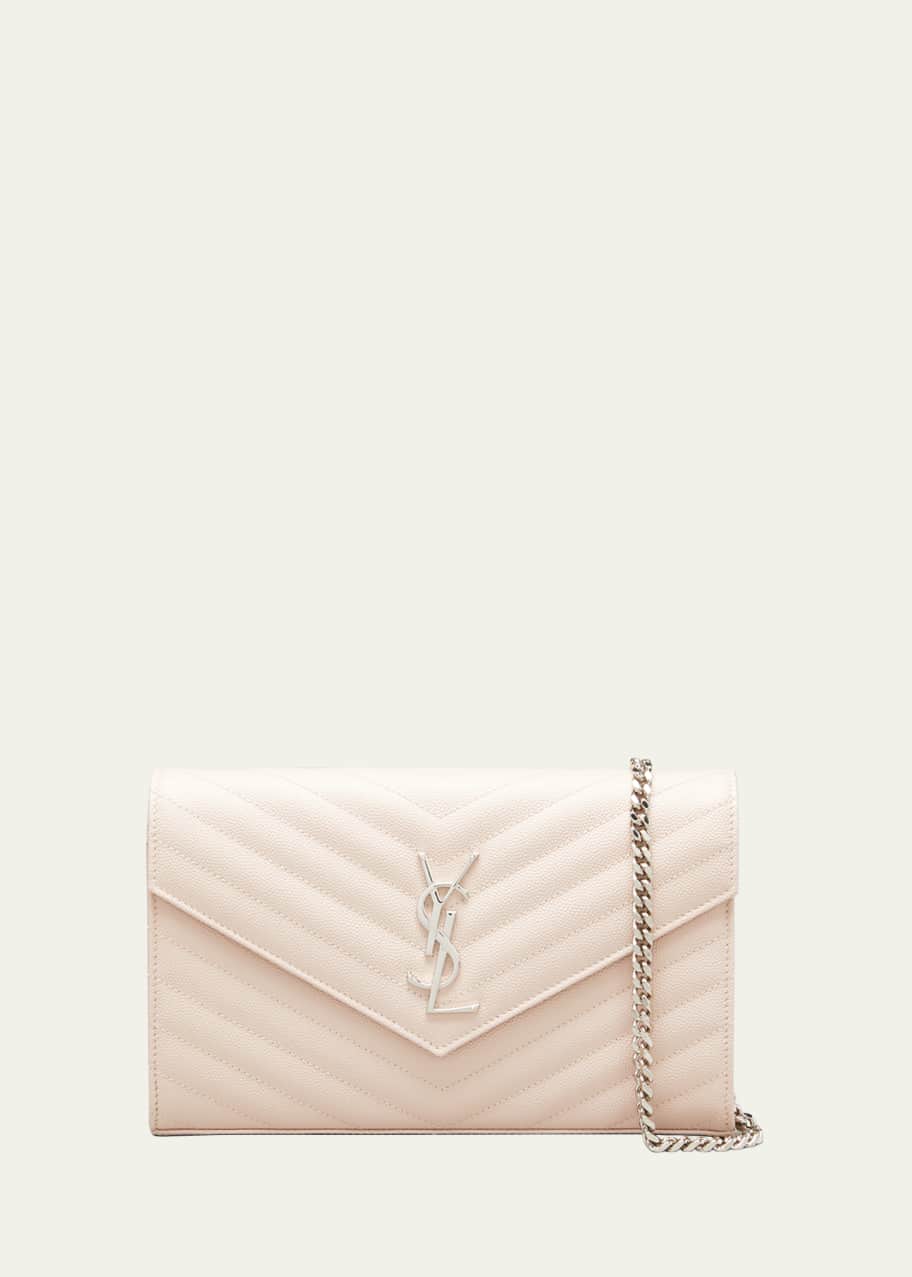 Saint Laurent YSL Monogram Large Wallet on Chain in Grained Leather ...