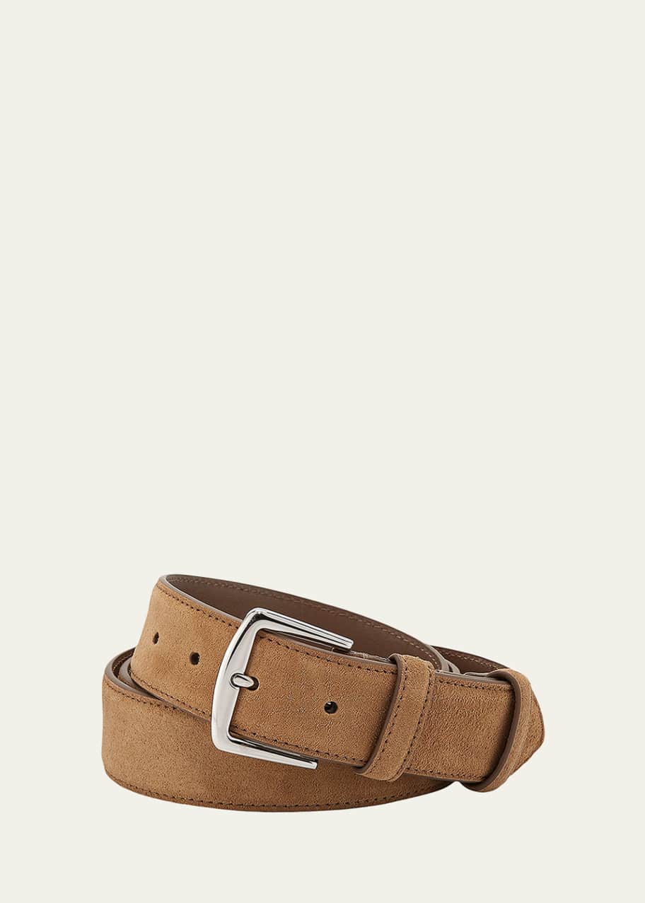 Loro Piana Men's Alsavel Suede Belt - Bergdorf Goodman