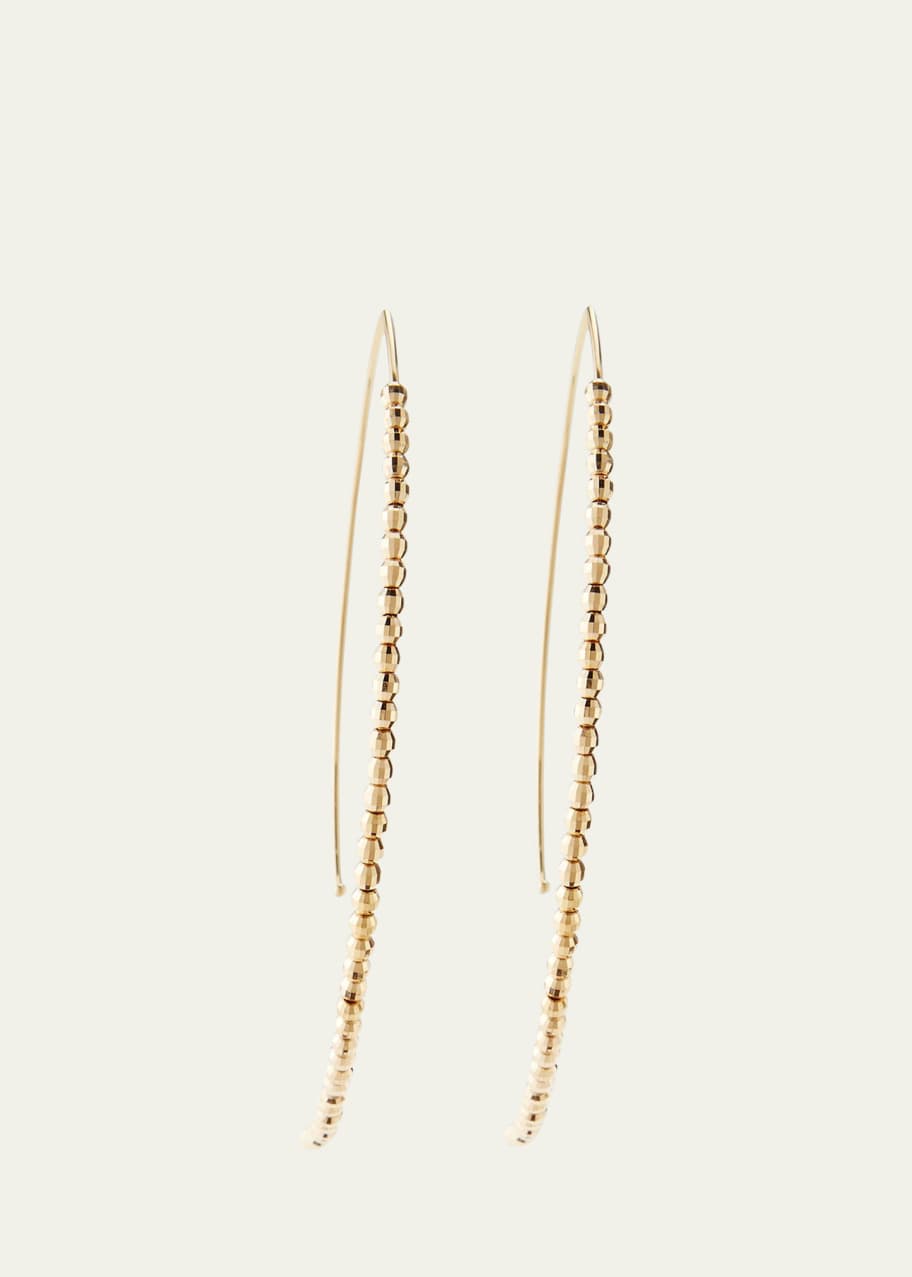 Image 1 of 1: 14k Gold Beaded Marquise Drop Earrings
