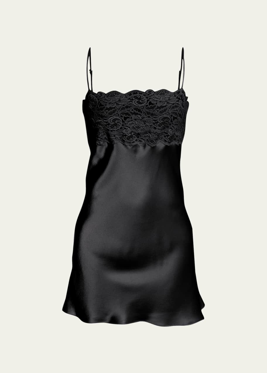 Christine Lingerie Bijoux Lace-Trim Silk Chemise - Bergdorf Goodman