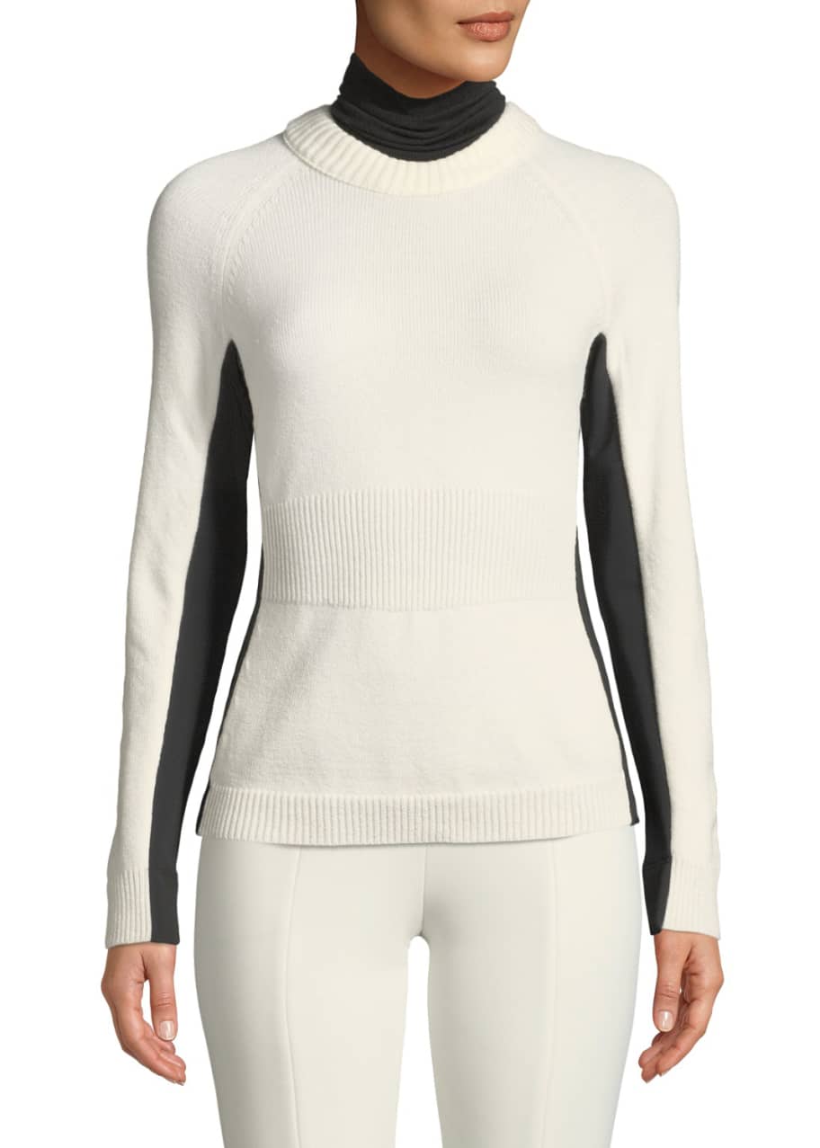 Image 1 of 1: Colorblock Knitted Turtleneck Sweater