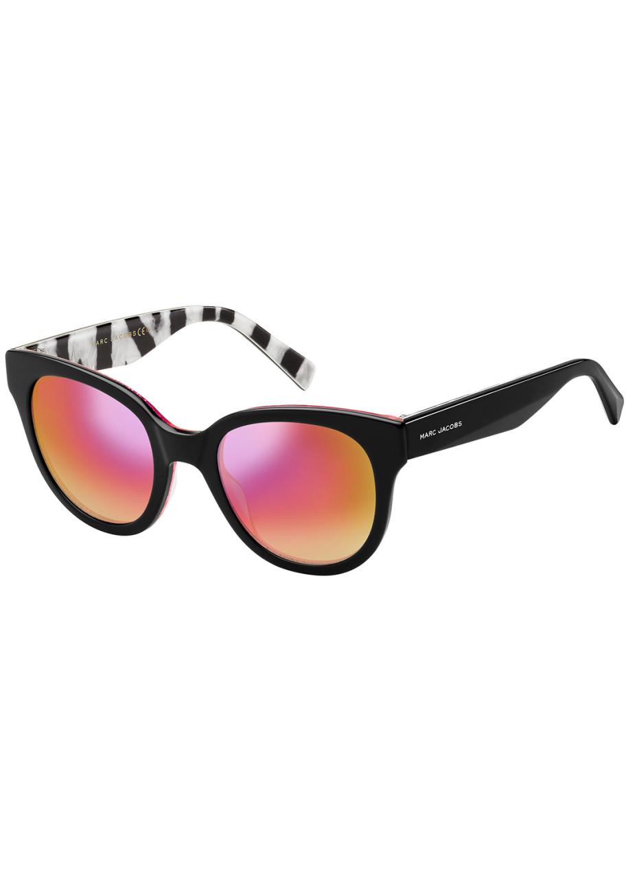 Marc Jacobs Round Mirrored Sunglasses w/ Zebra-Print Trim  display picture 2