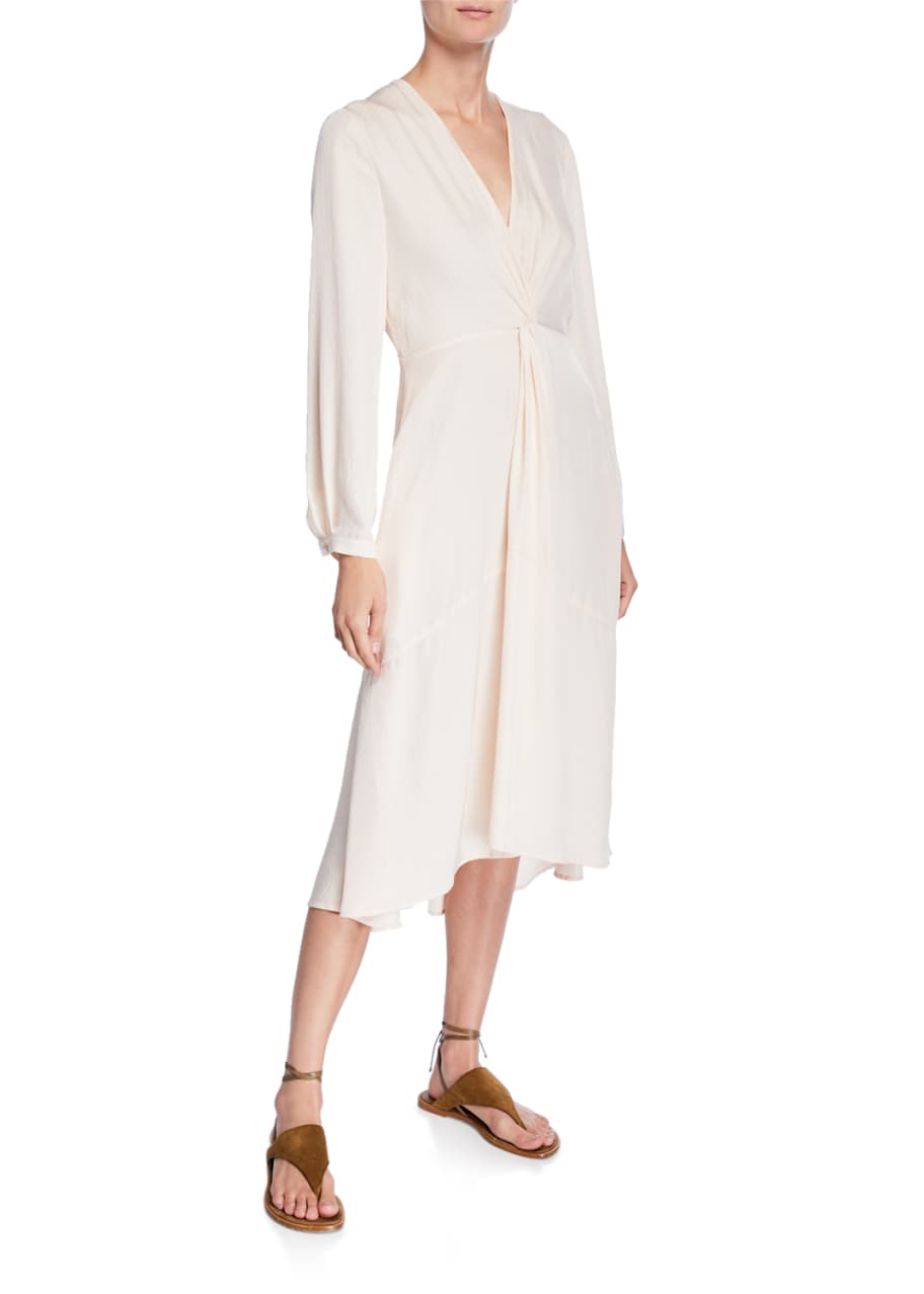 knee length dresses for ladies Vince Women's Long Sleeve Wrap Shirtdress  Saint Bernard