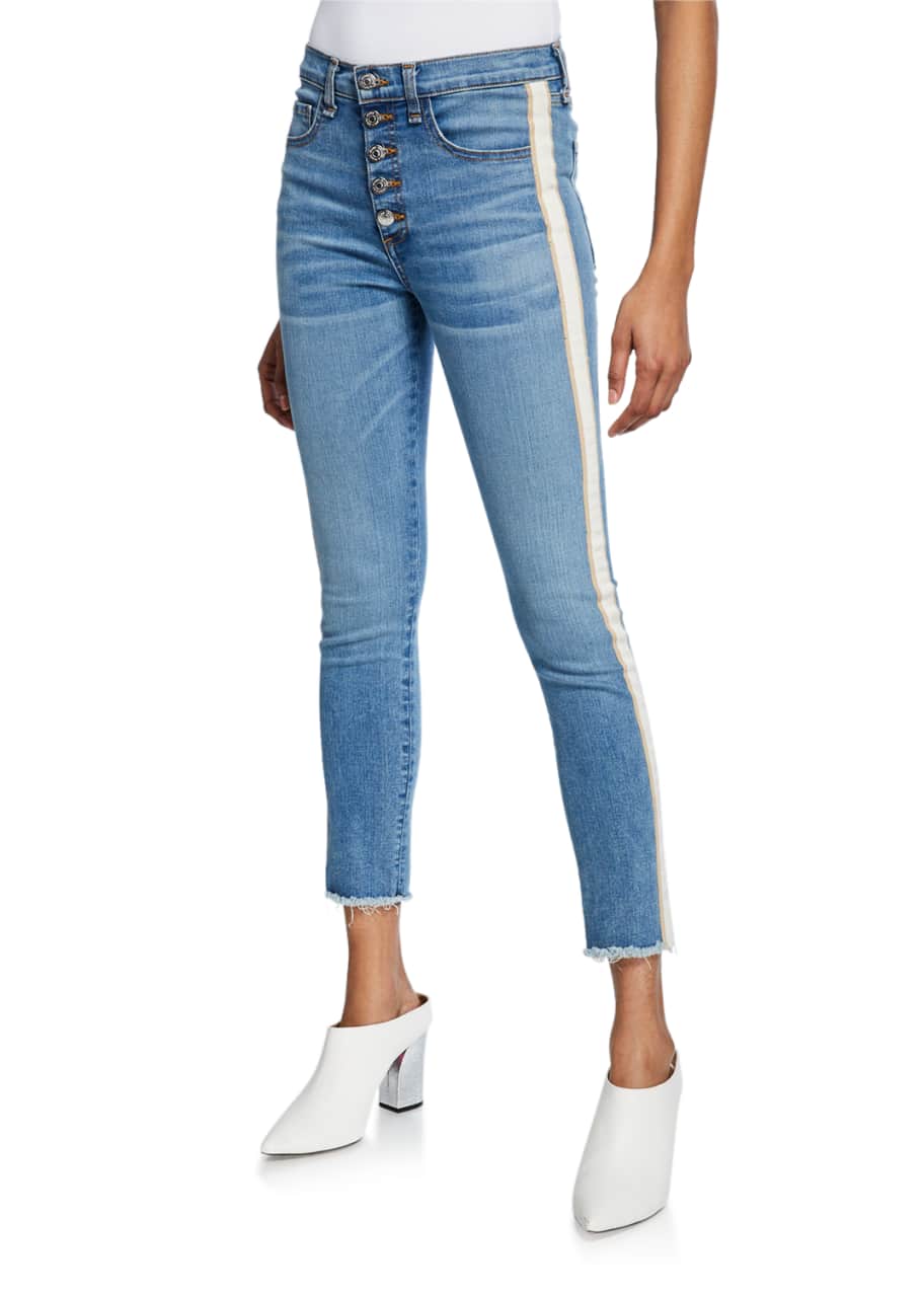 Image 1 of 1: Carly Kick Flare Jeans with Tuxedo Stripes