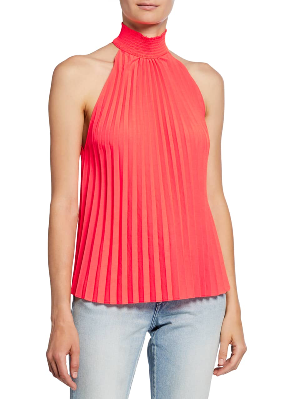 Image 1 of 1: Imani High-Neck Pleated Top