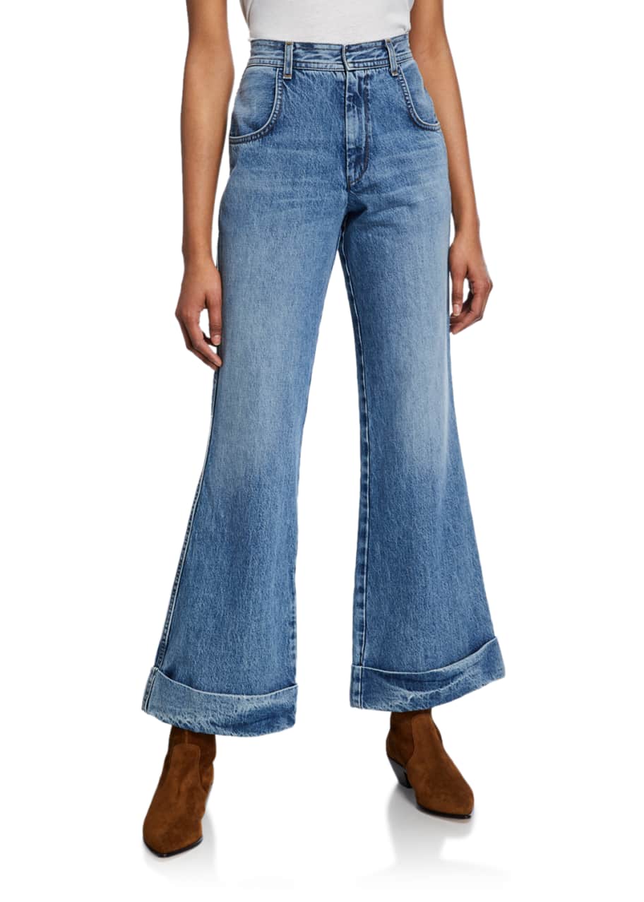 RE DONE The 70s Ultra High Rise Cuffed Bell Bottom Jeans