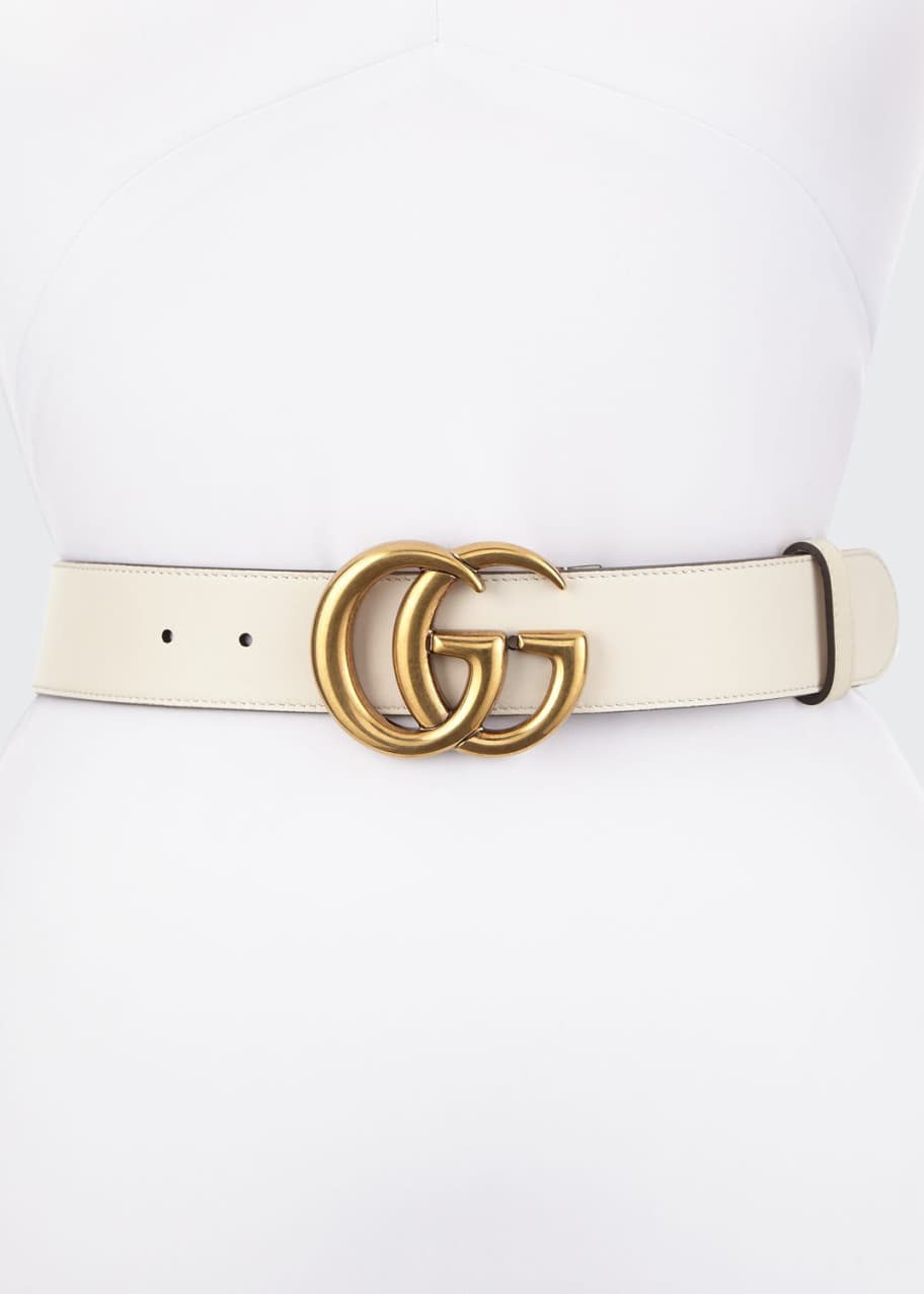 Image 1 of 1: Leather Belt with GG Buckle