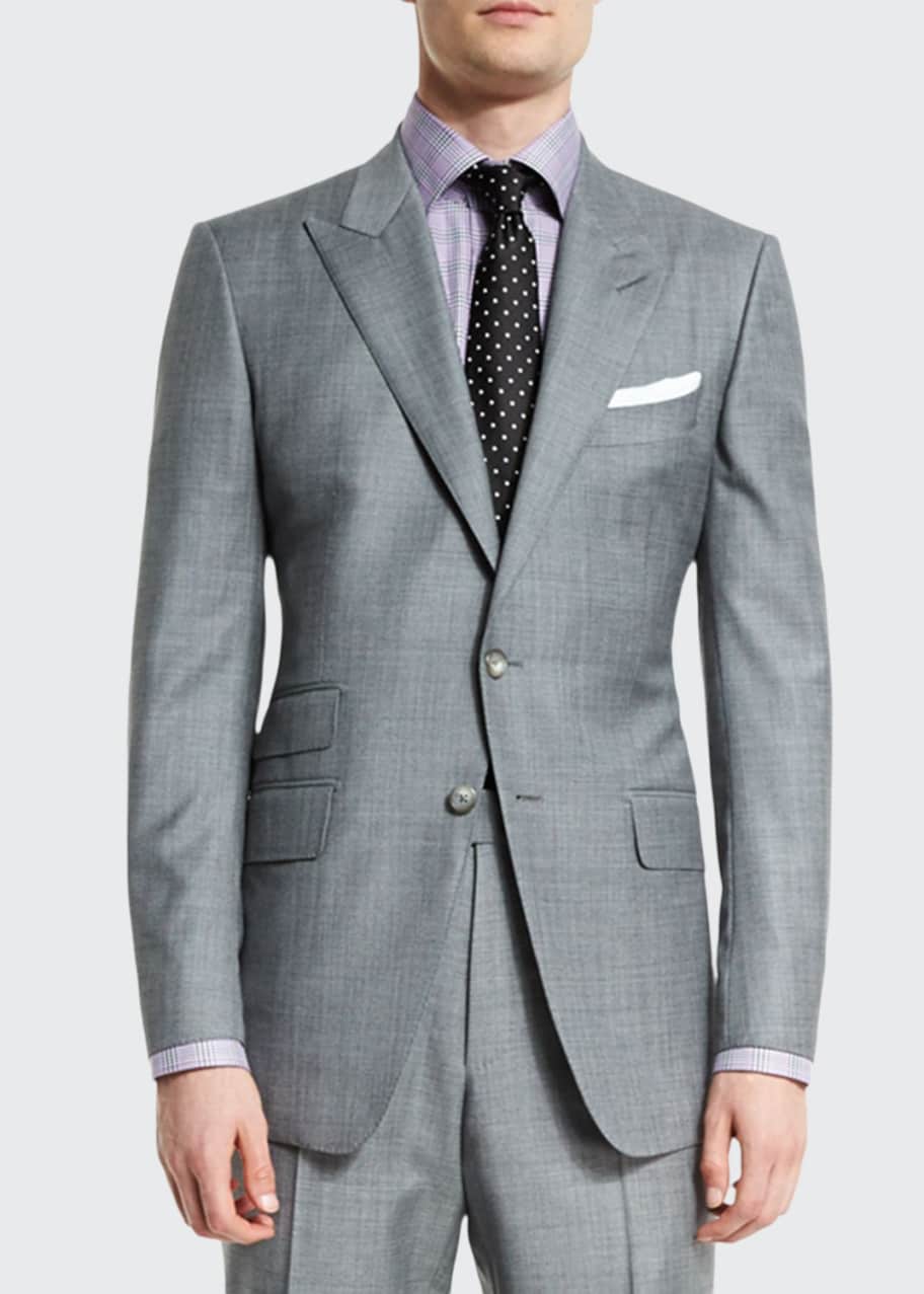 TOM FORD O'Connor Base Sharkskin Two-Piece Suit, Light Gray