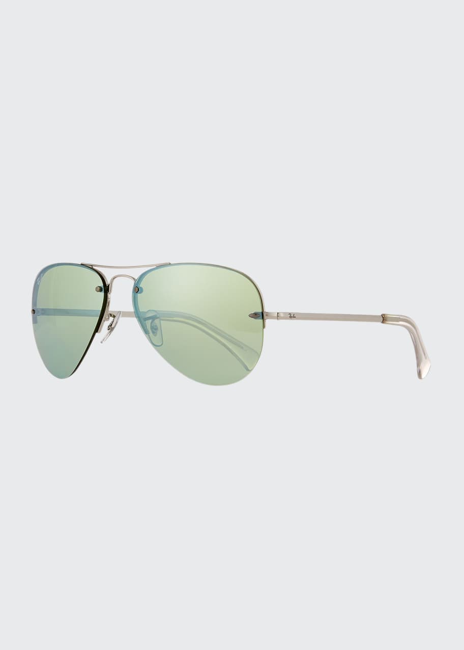 Image 1 of 1: Men's Semi-Rimless Aviator Sunglasses