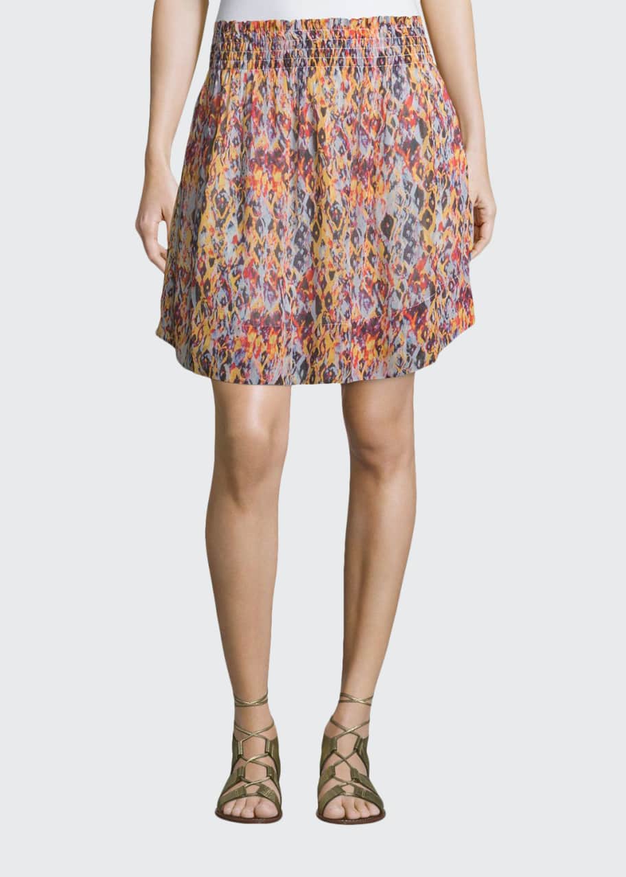 Image 1 of 1: Orchid Printed Smocked Voile Skirt