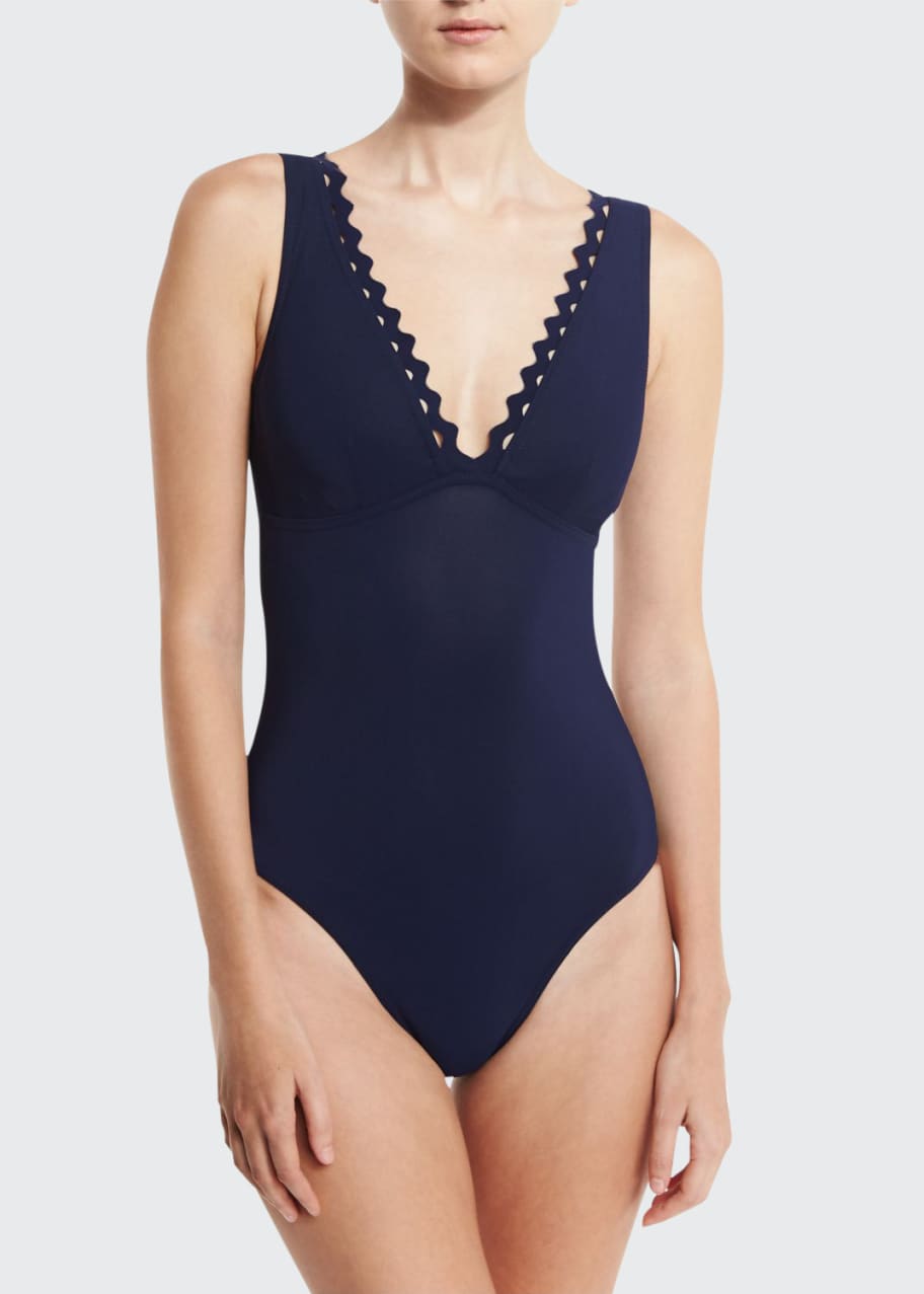 Karla Colletto Rick Rack Scalloped-Neck Underwire One-Piece