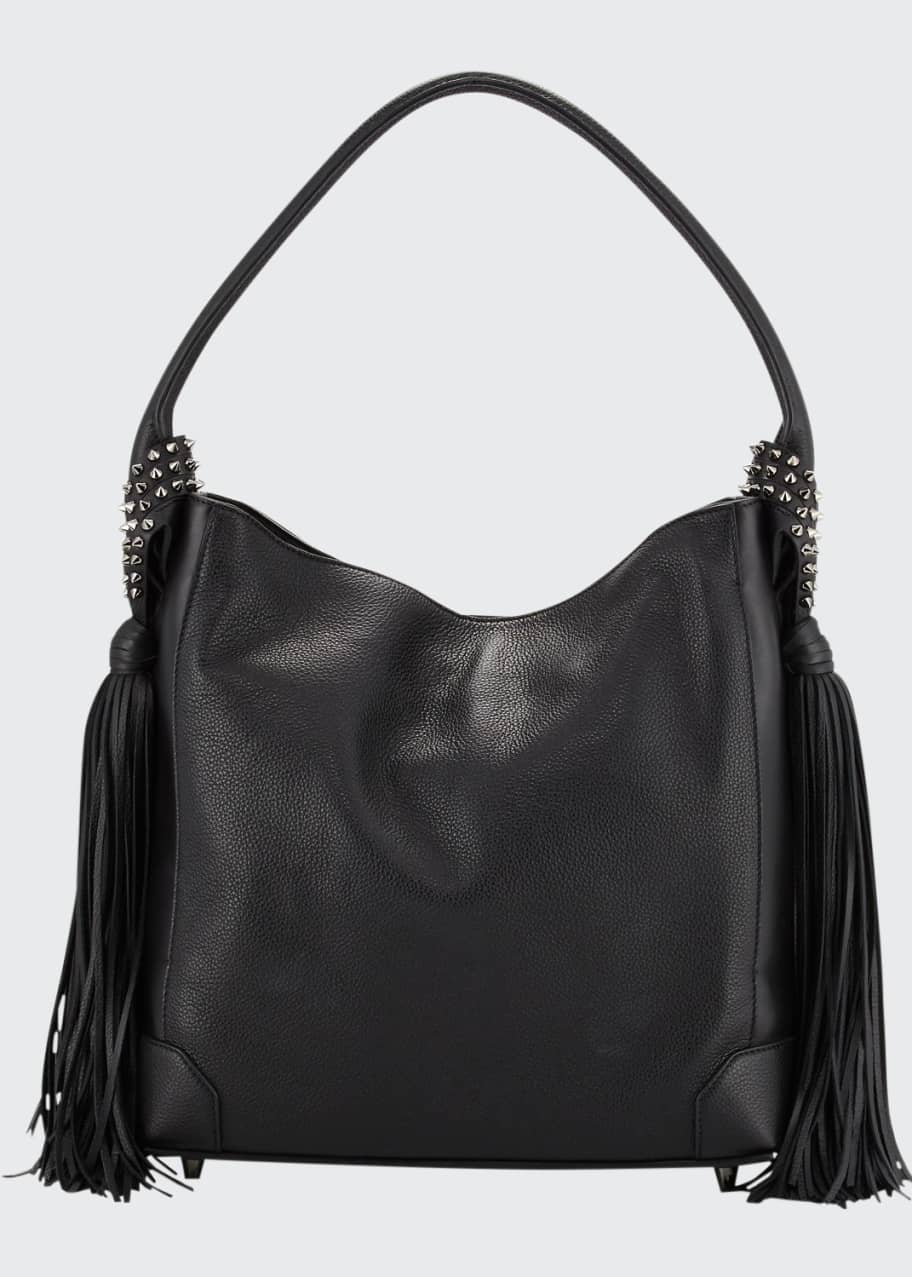Christian Louboutin Eloise Fringe Leather Hobo Bag, Black - Bergdorf ...