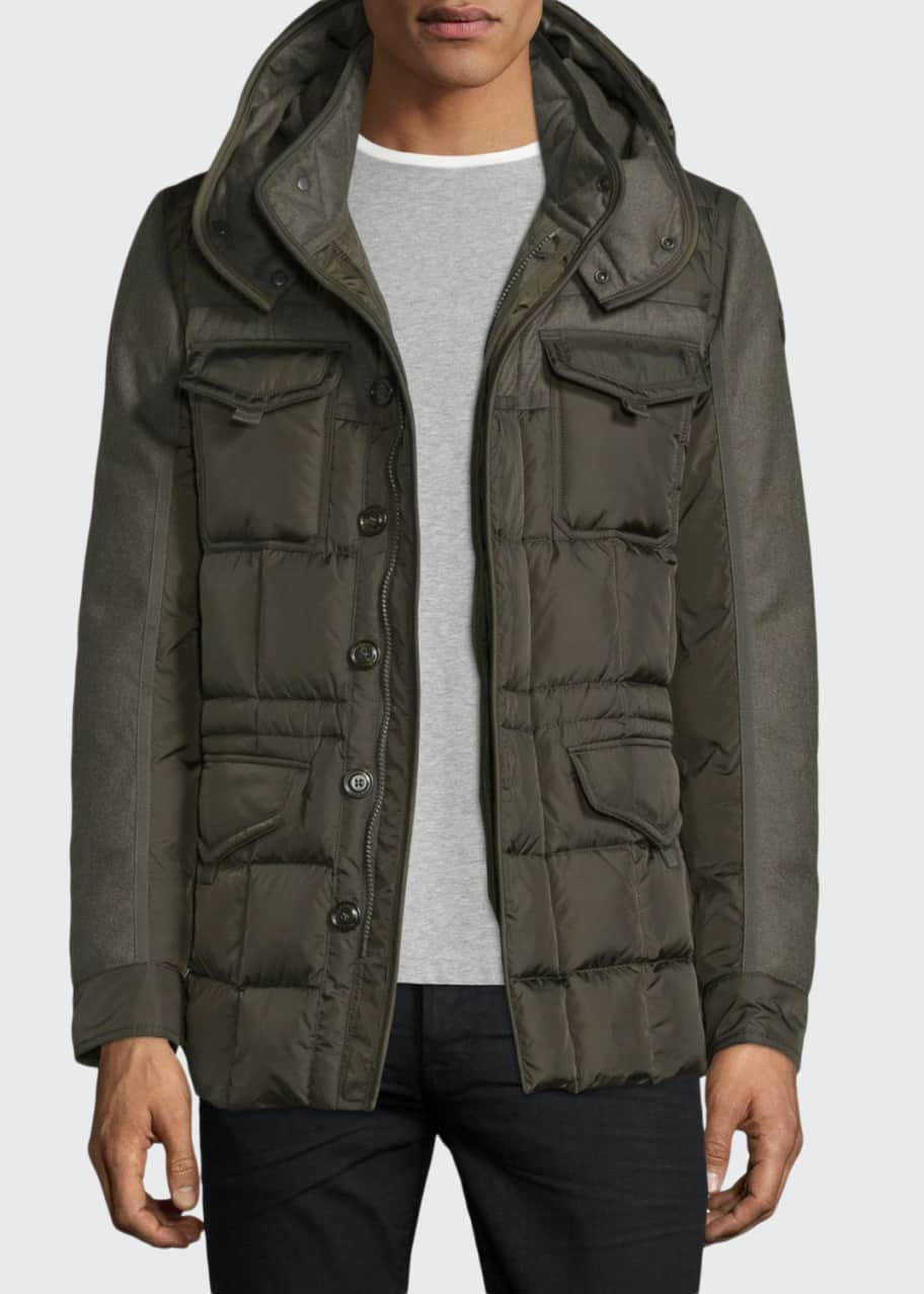 Moncler Jacob Mixed-Media Down Field Jacket - Bergdorf Goodman