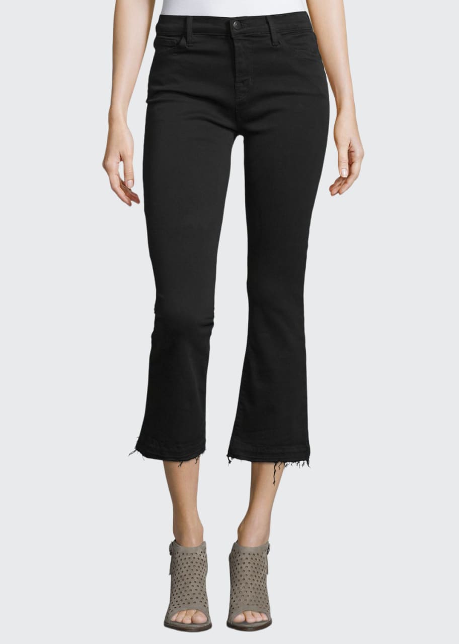 Image 1 of 1: Selena Cropped Boot-Cut Jeans, Black
