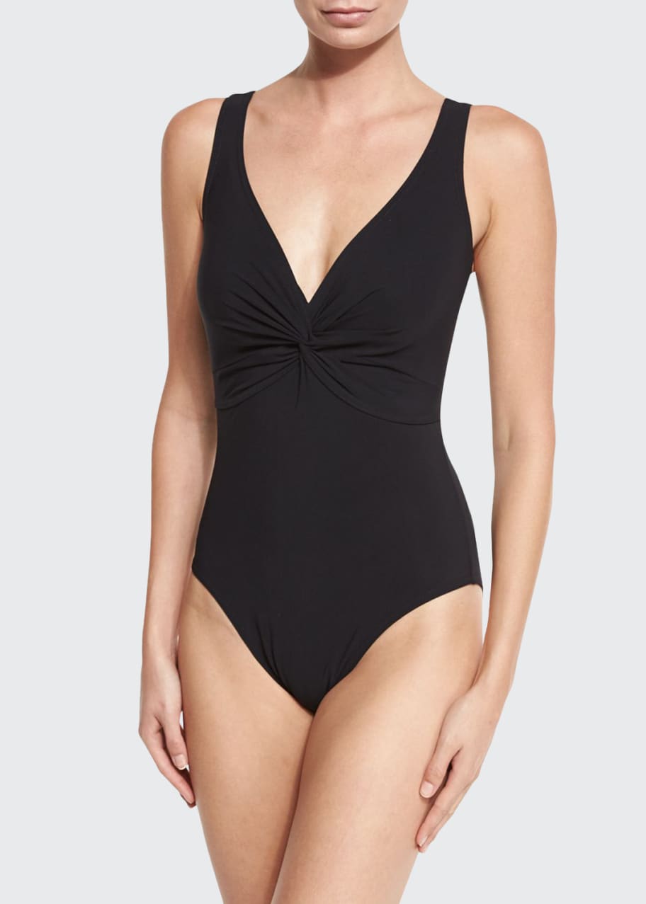 Image 1 of 1: Twist Underwire One-Piece Swimsuit (D+ Cup)