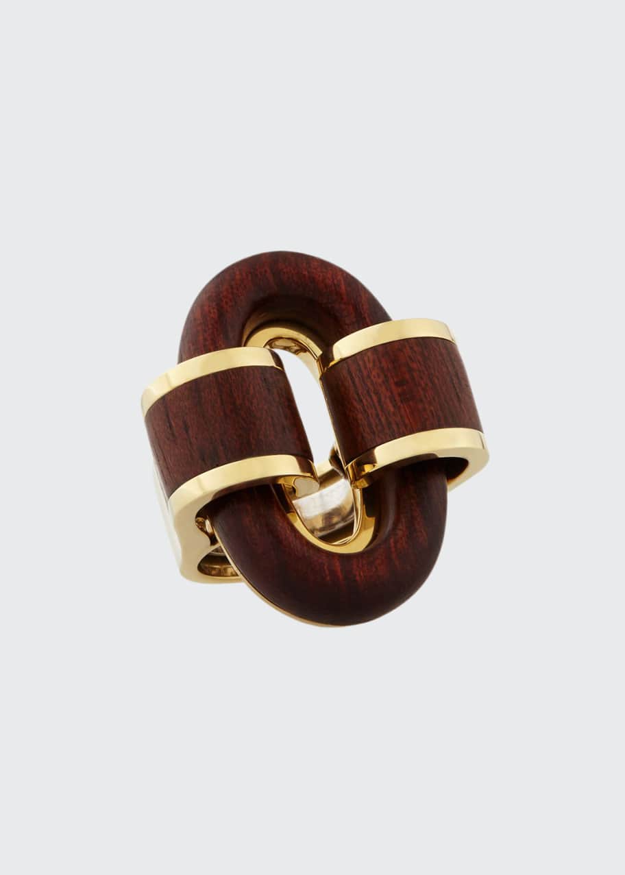 Image 1 of 1: 18k Gold Bloodwood Buckle Ring