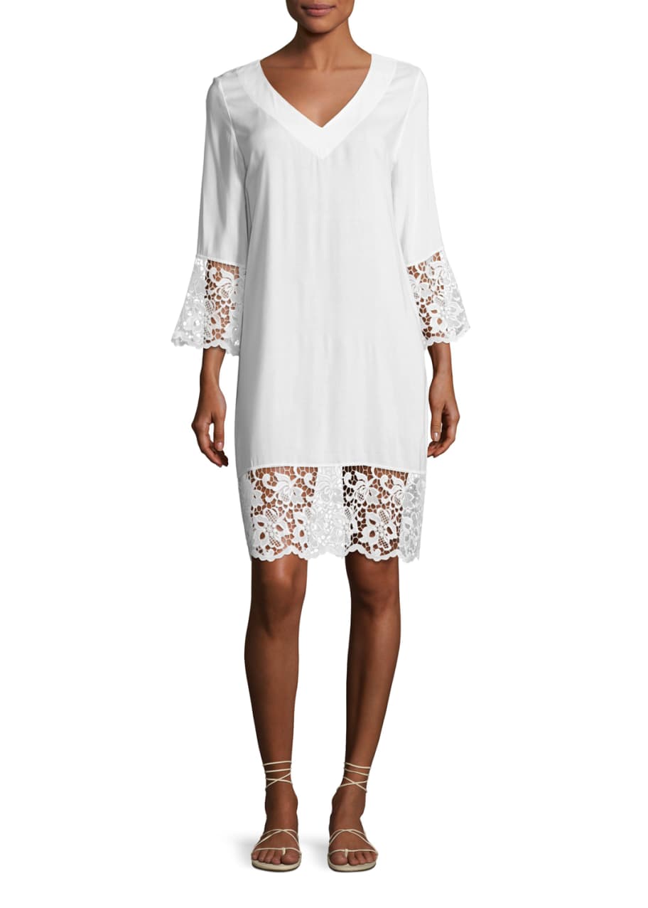 Lise Charmel Plage et Ville Lace-Trim Tunic Dress, White - Bergdorf Goodman