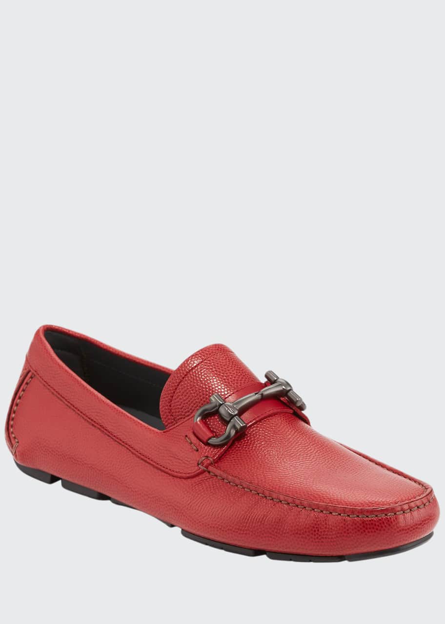 Image 1 of 1: Men's Leather Gancini Driver, Red