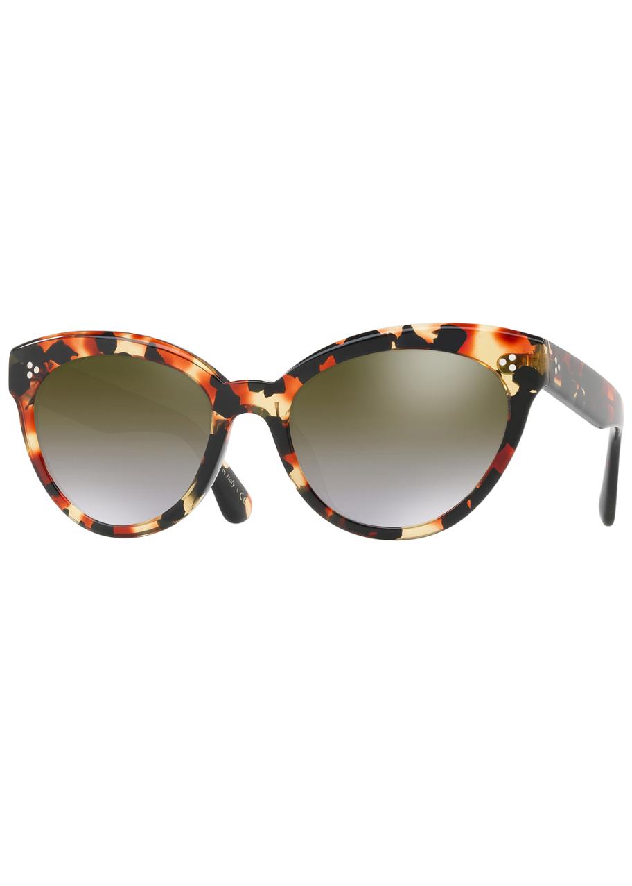 Oliver Peoples Roella Mirrored Cat-Eye Sunglasses, Red  display picture 1