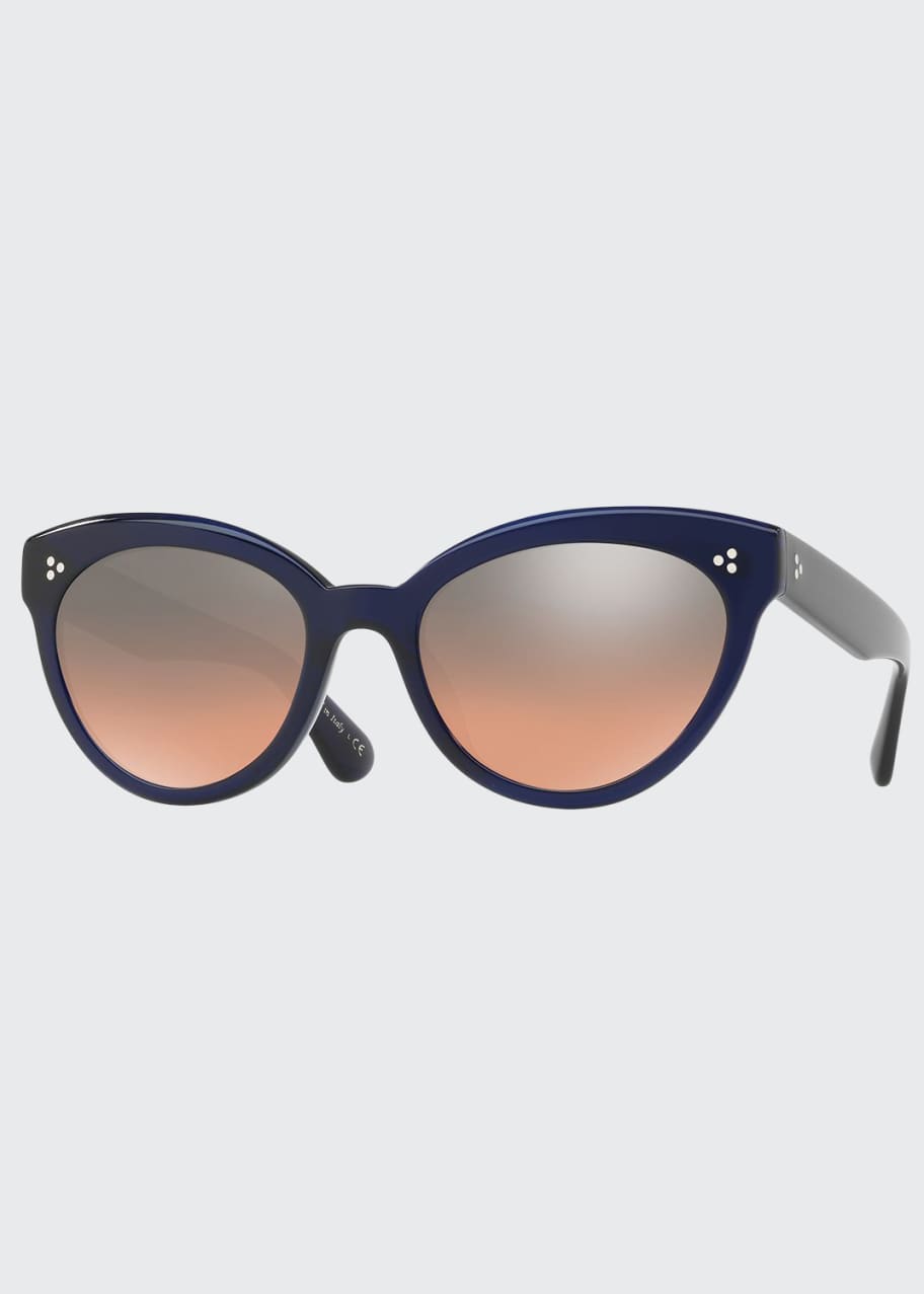 Oliver Peoples Roella Mirrored CatEye Sunglasses, Blue Bergdorf Goodman