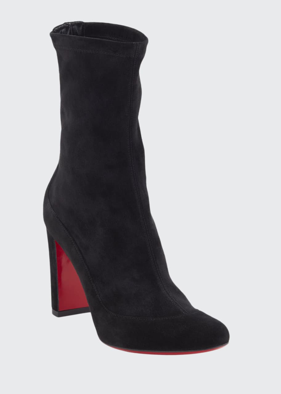 Image 1 of 1: Gena Stretch Suede Midi Boots, Black