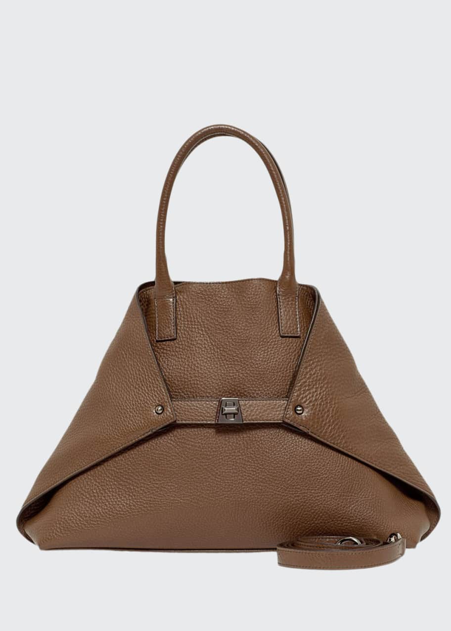 Image 1 of 1: Ai Pebbled Leather Shoulder Tote Bag, Carmel