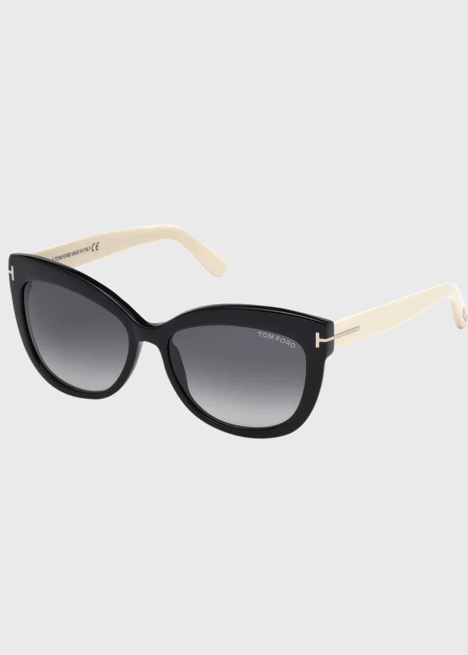 TOM FORD Alistair Two-Tone Squared Cat-Eye Sunglasses, Black/Cream ...