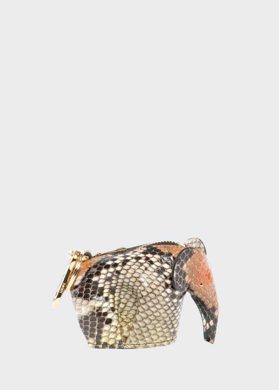 Loewe Python Elephant Bag Charm/Coin Purse, Brown - Bergdorf Goodman