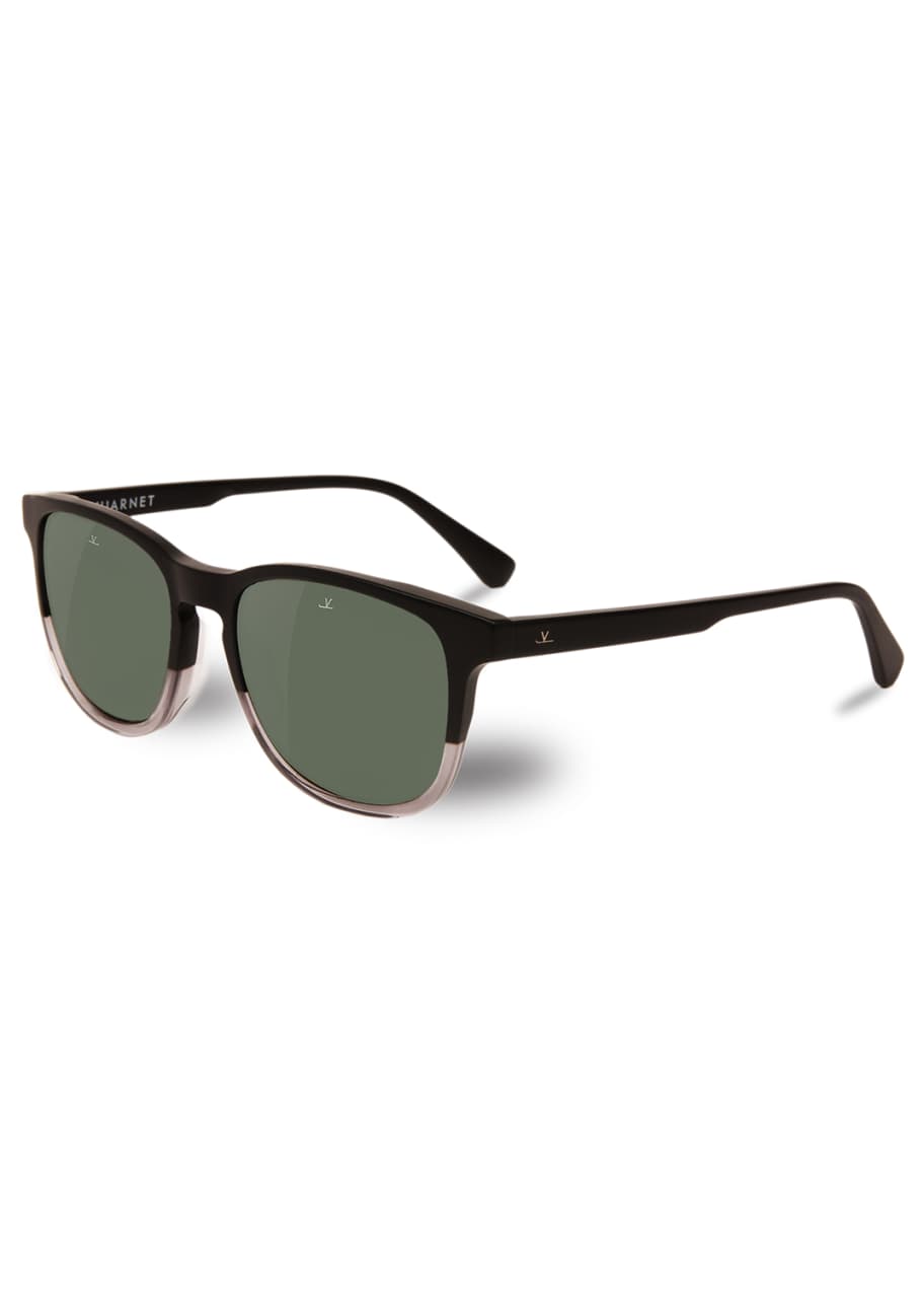 Image 1 of 1: District Two-Tone Square Polarized Sunglasses, Black/Crystal