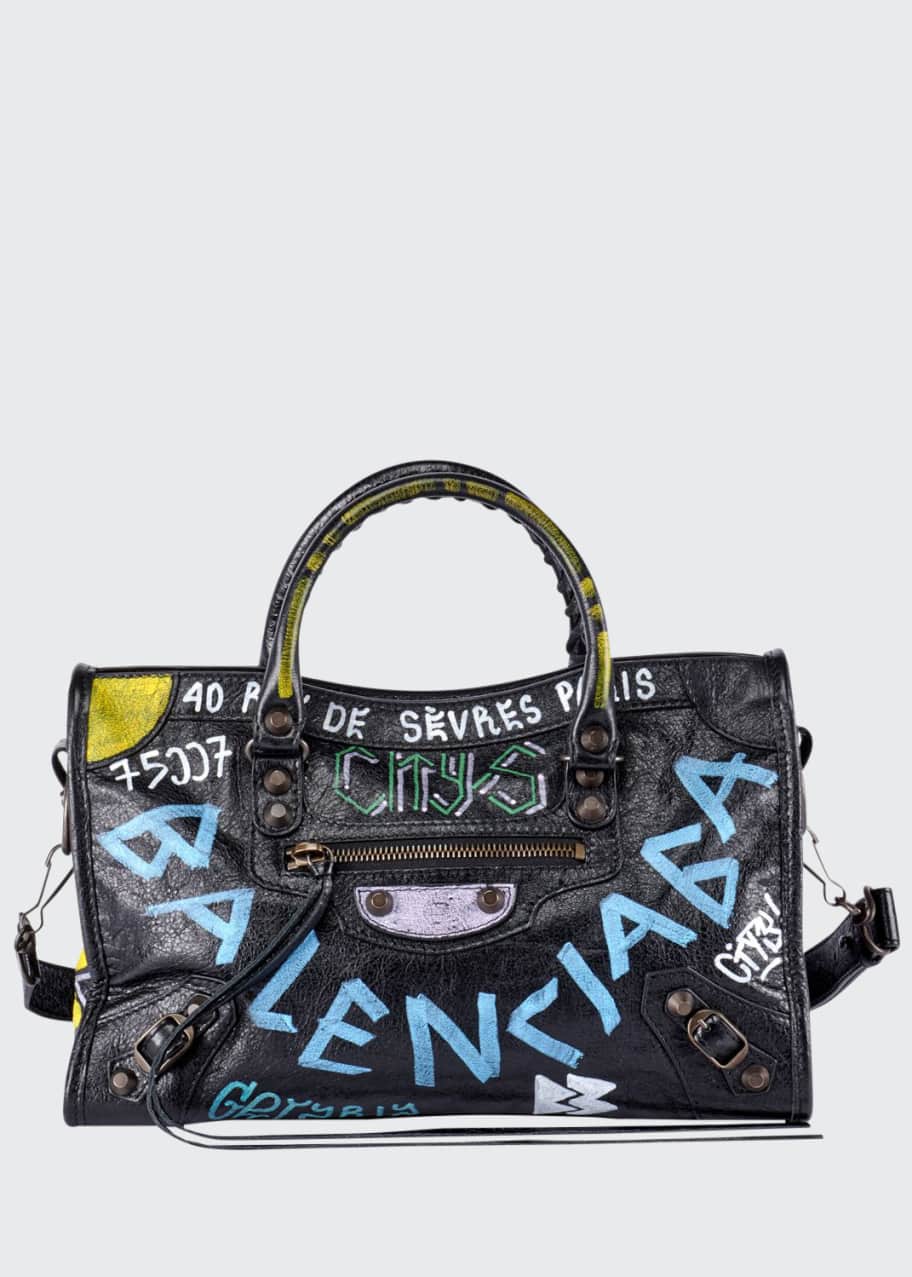 Balenciaga classic city aj small graffiti satchel bag hot sale