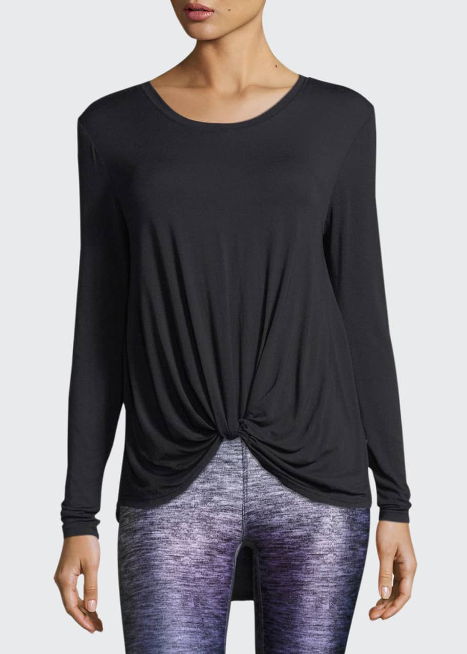 Image 1 of 1: Twist-Front Long-Sleeve Jersey Top