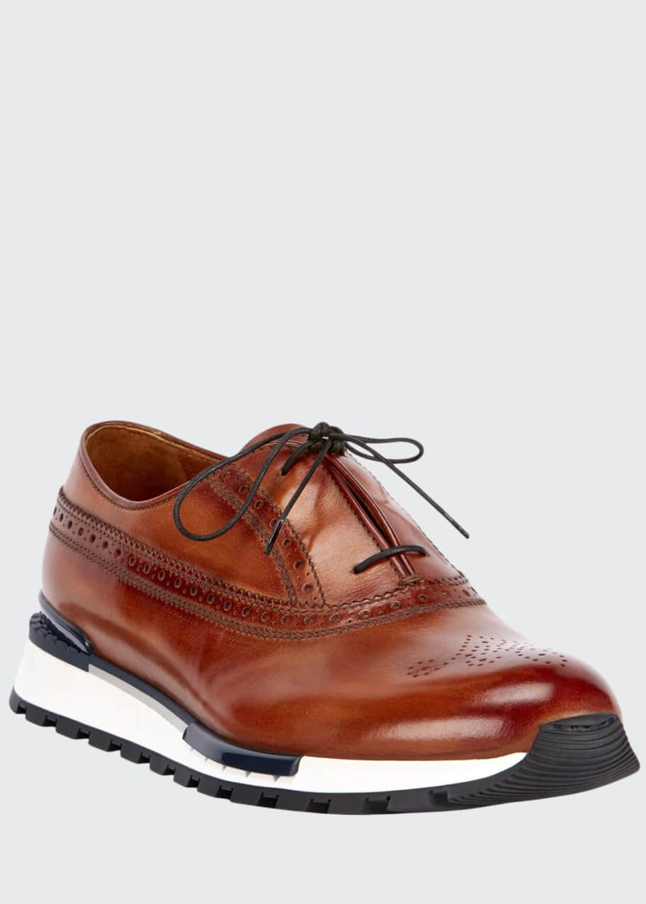 Berluti Men's Venezia Leather Brogue Sneakers - Bergdorf Goodman