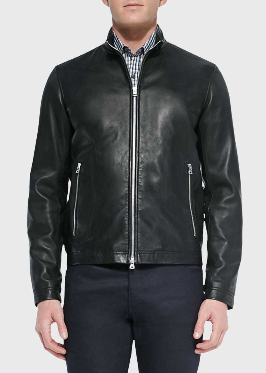 Theory Men's Morvek Zip-Front Leather Jacket - Bergdorf Goodman