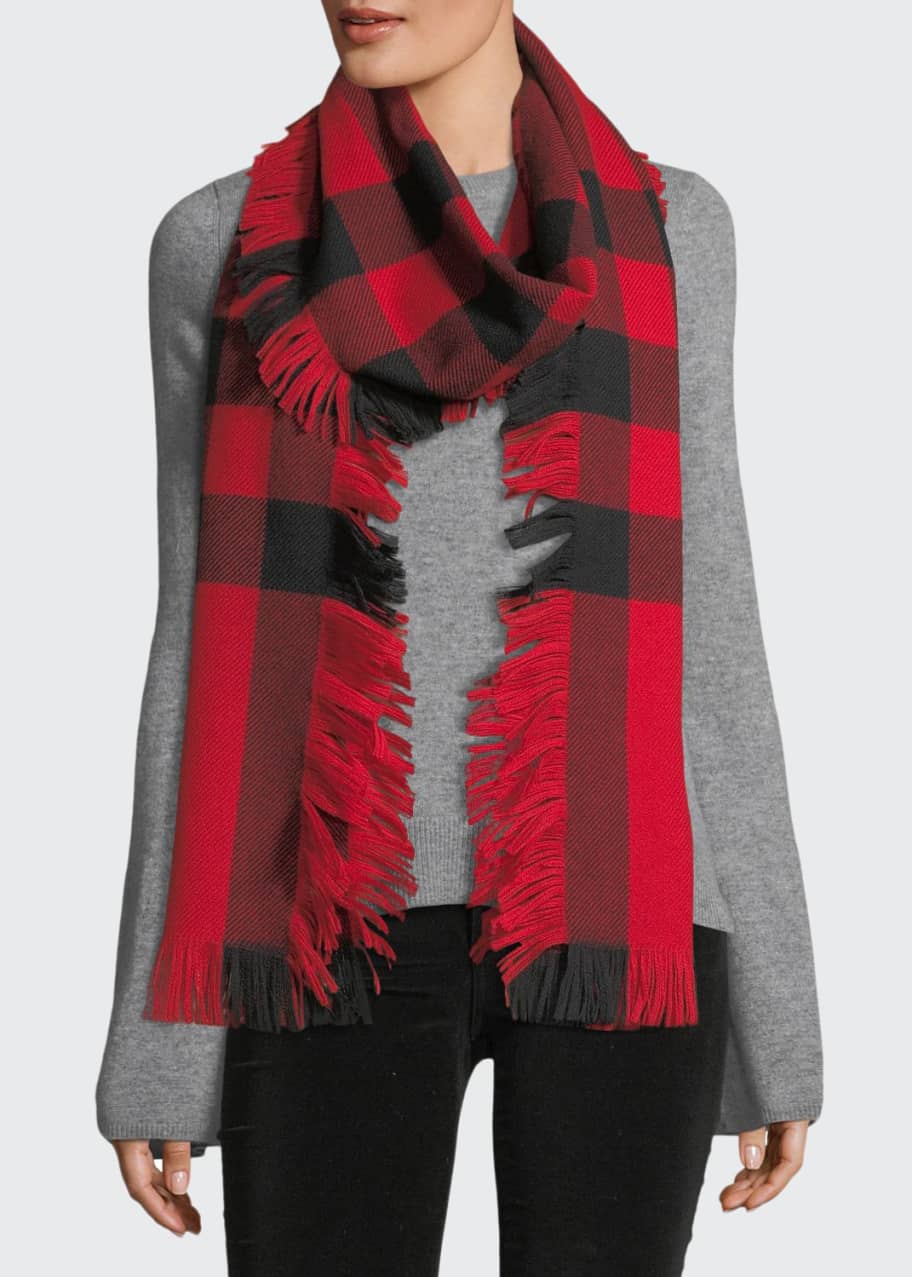 Burberry Half Mega Fashion Plaid Fringe Scarf Bergdorf Goodman