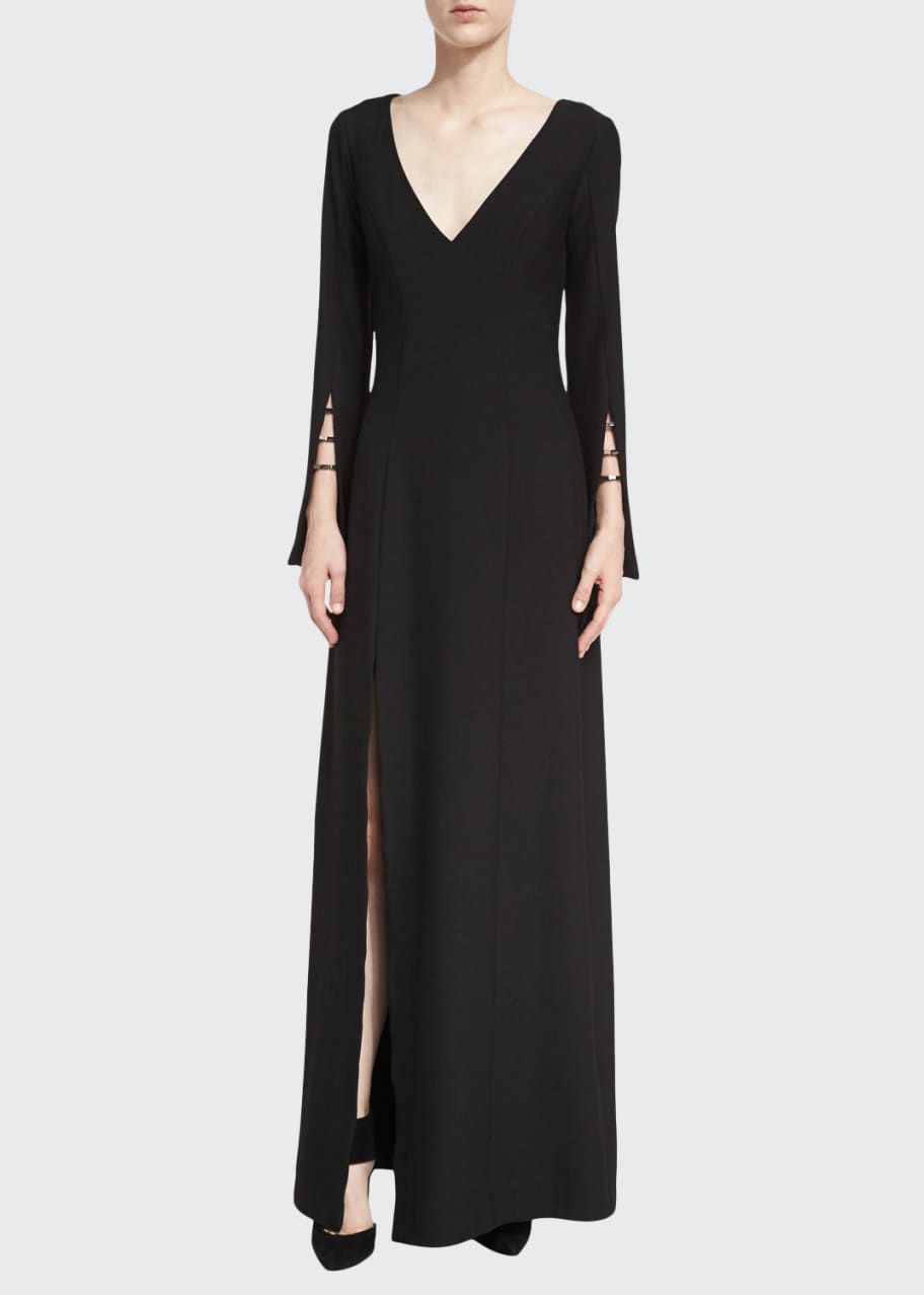 green emerald velvet dress Zac Posen XO Barneys New York Gown Teal Crepe Size 6 Cap Sleeve Maxi Dress main image 1