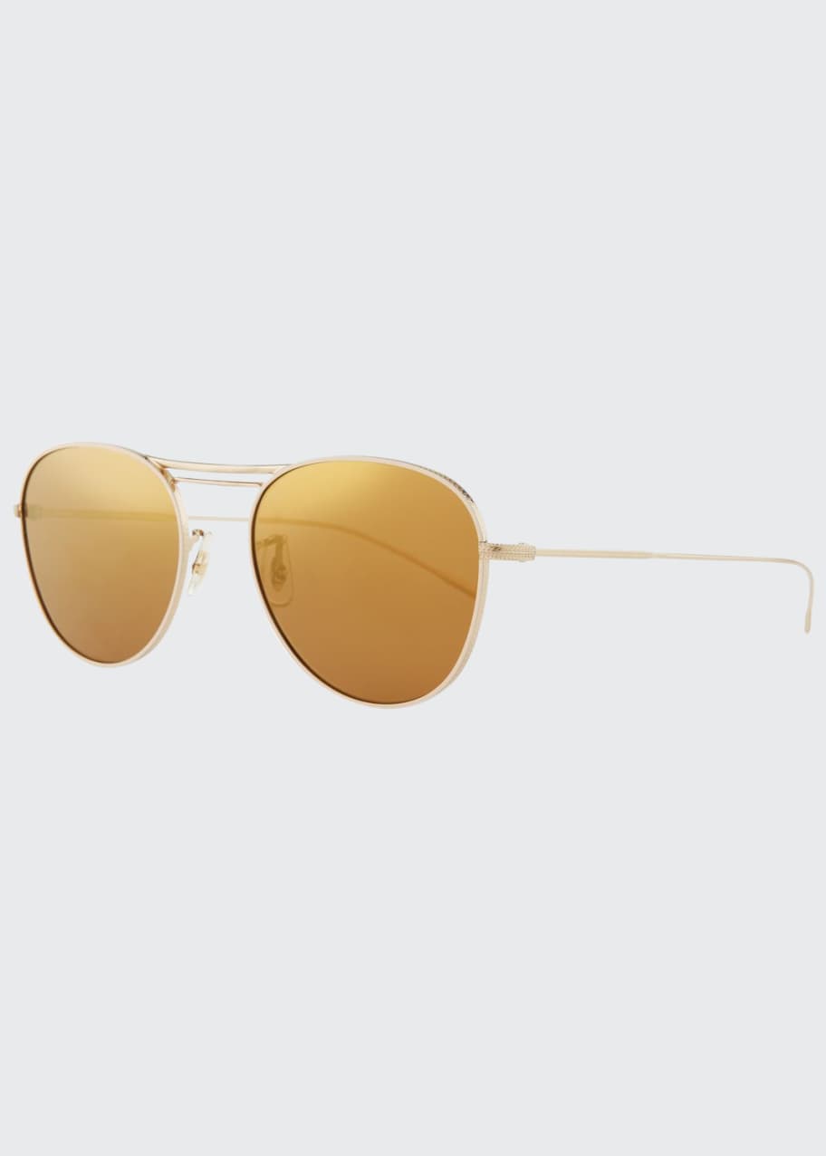 Oliver Peoples Cade Mirrored Butterfly Sunglasses, Auburn/Gold