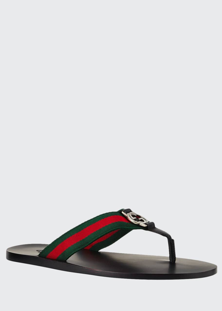 Image 1 of 1: GG Line Signature Web Thong Sandals
