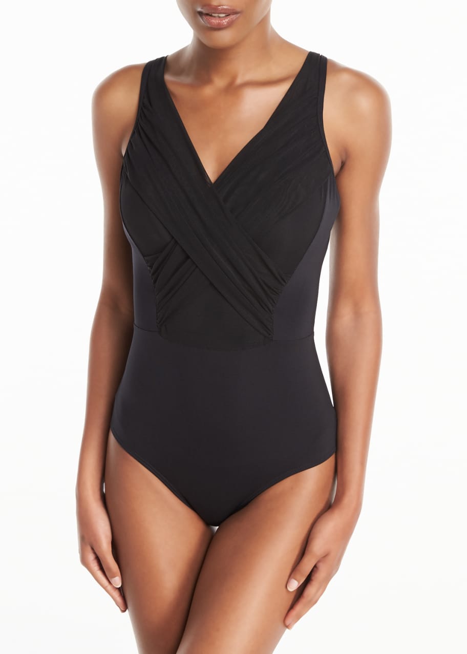 Image 1 of 1: Aspire Crossover-Front One-Piece Swimsuit, (DD-E Cup)