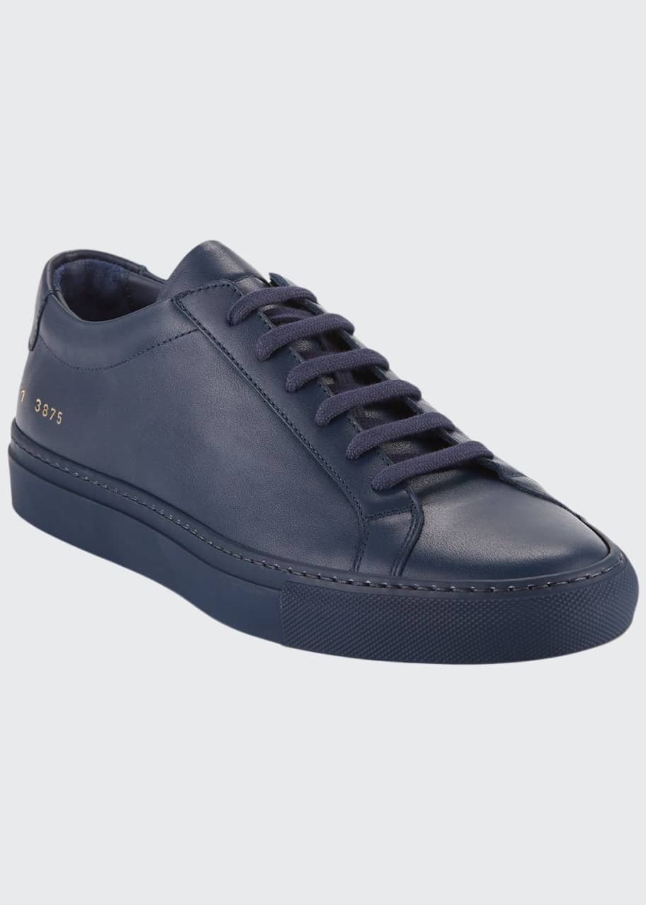 Image 1 of 1: Men's Achilles Leather Low-Top Sneakers, Navy