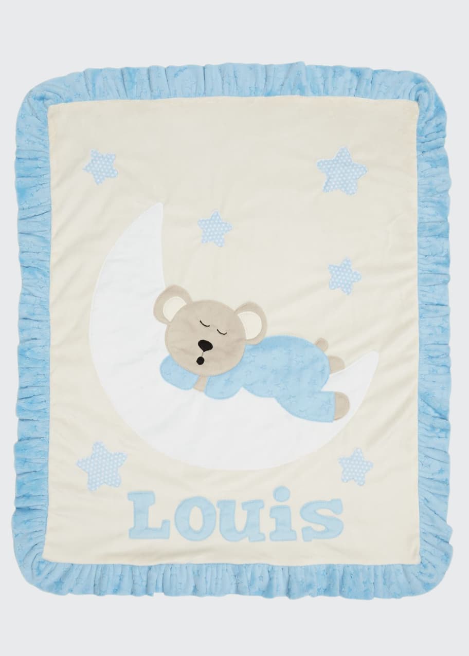Image 1 of 1: Personalized Goodnight Teddy Plush Blanket, Blue