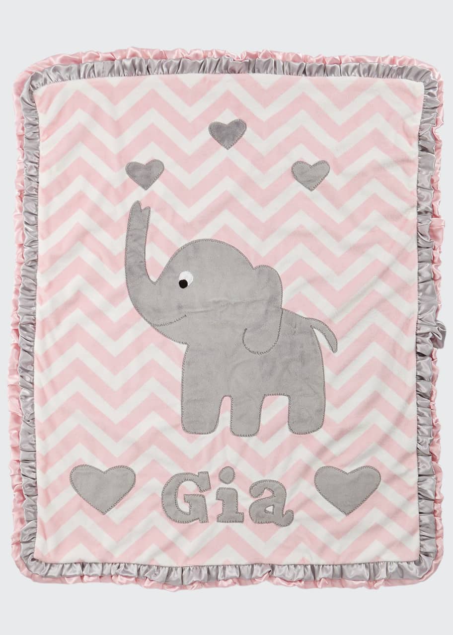 Image 1 of 1: Personalized Big Foot Elephant Plush Blanket, Pink