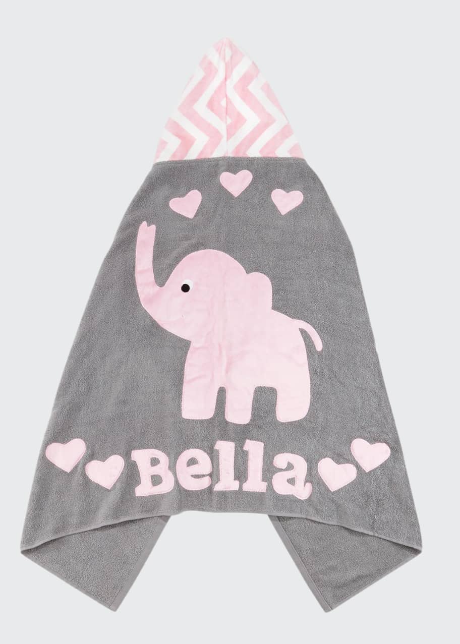 Image 1 of 1: Personalized Big Foot Elephant Hooded Towel, Pink