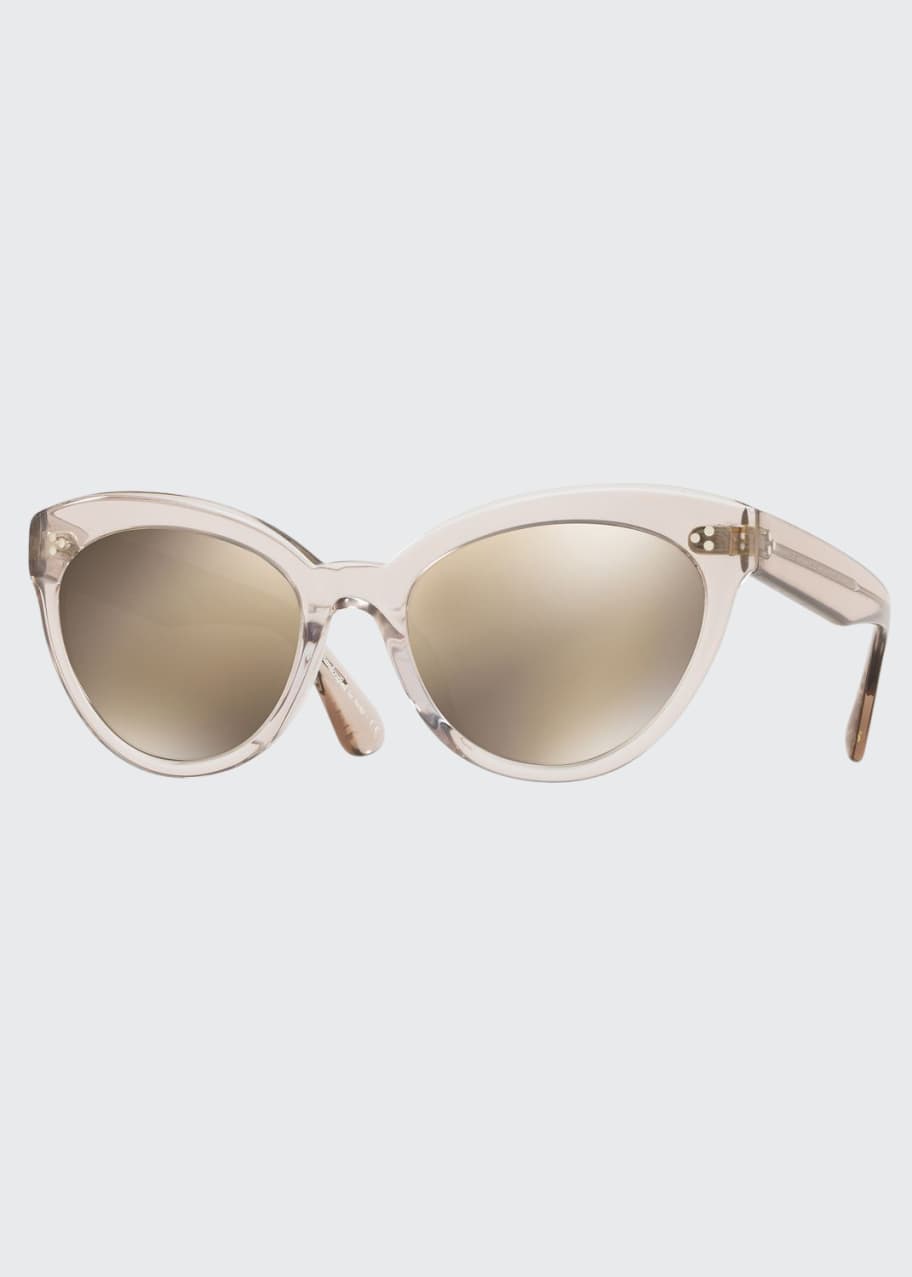 Image 1 of 1: Roella Mirrored Translucent Plastic Cat-Eye Sunglasses