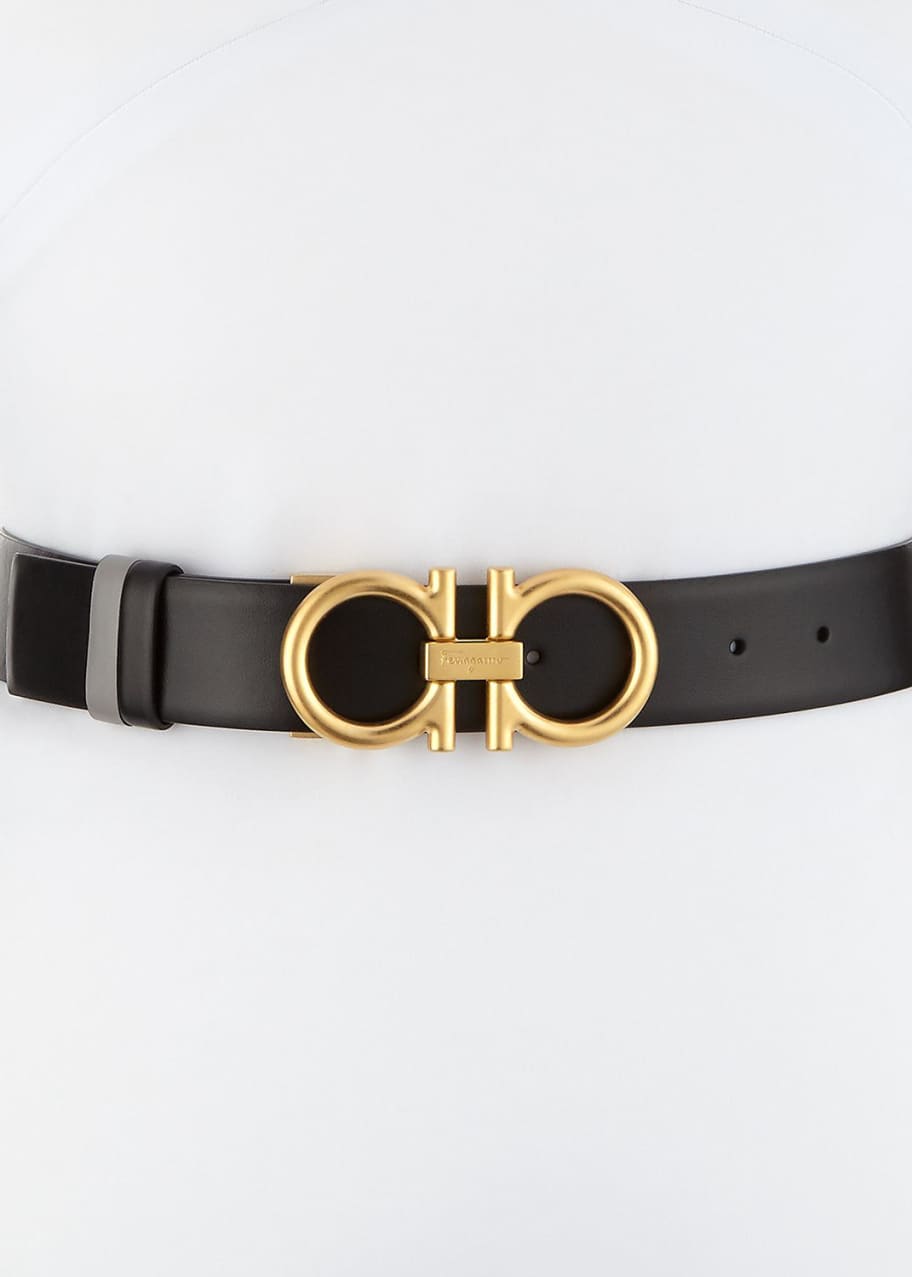 salvatore ferragamo gancini reversible leather belt