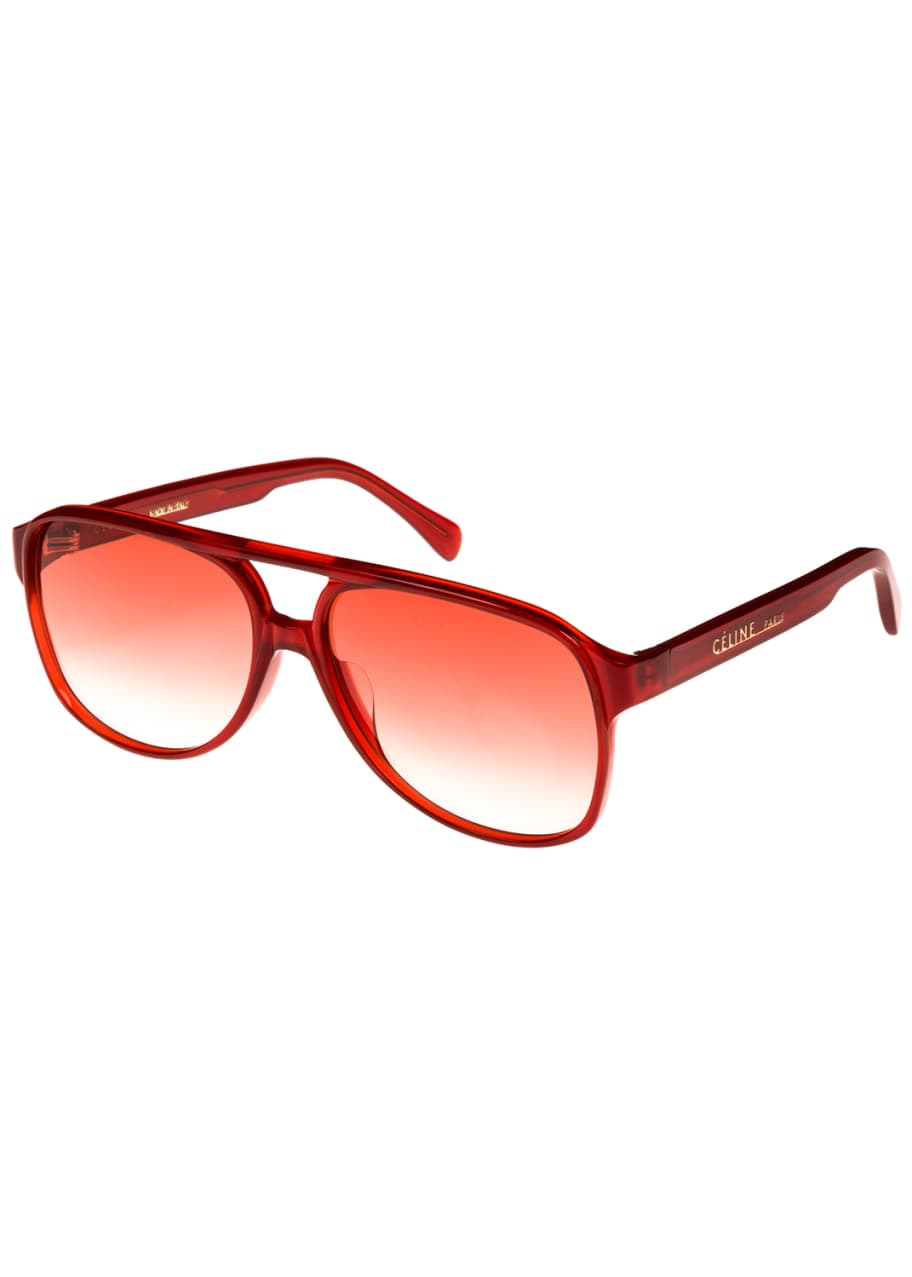 smal Arashigaoka smeltet Celine Gradient Acetate Aviator Sunglasses, Red Metallic - Bergdorf Goodman
