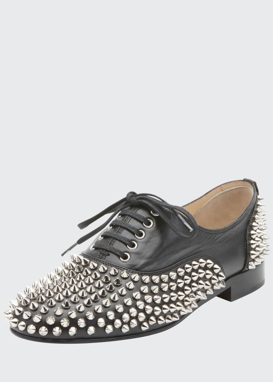Christian Louboutin Freddy Spikes Red Sole Saddle Oxford Shoes ...