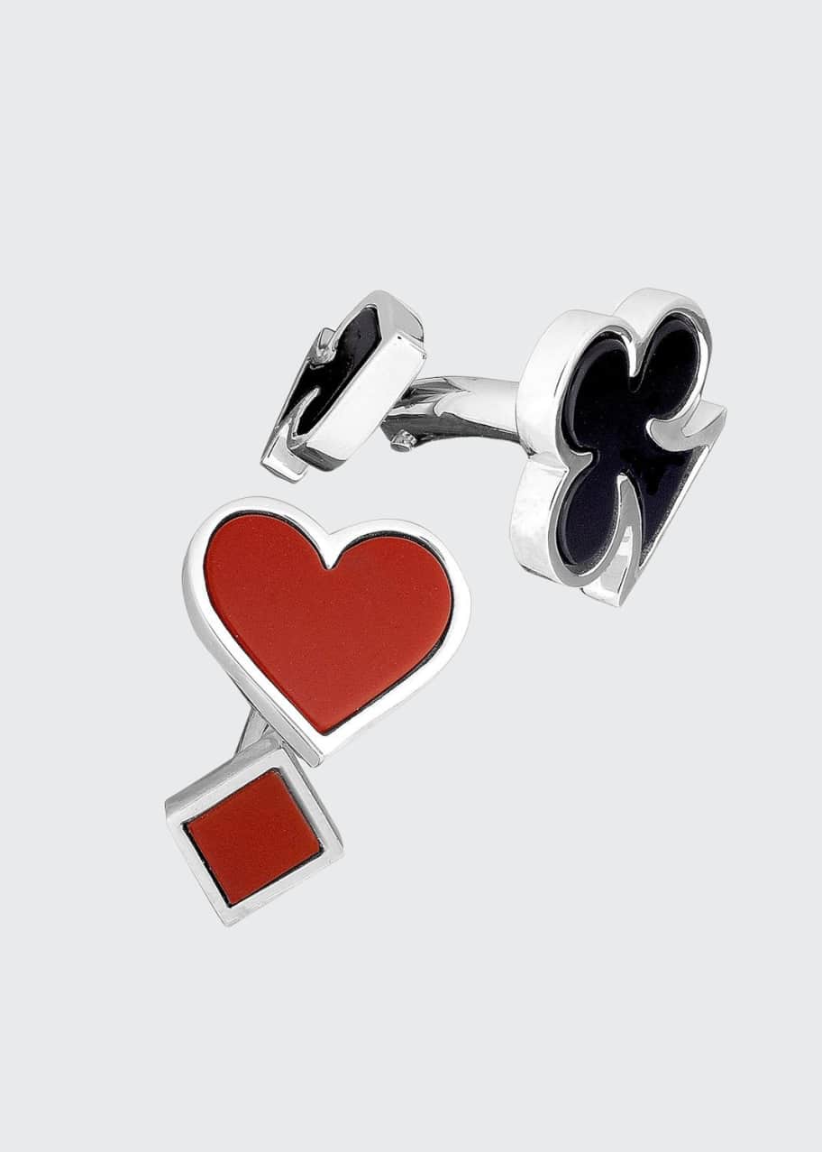 Image 1 of 1: Men's Card Suit Cufflinks with Agate %26 Onyx